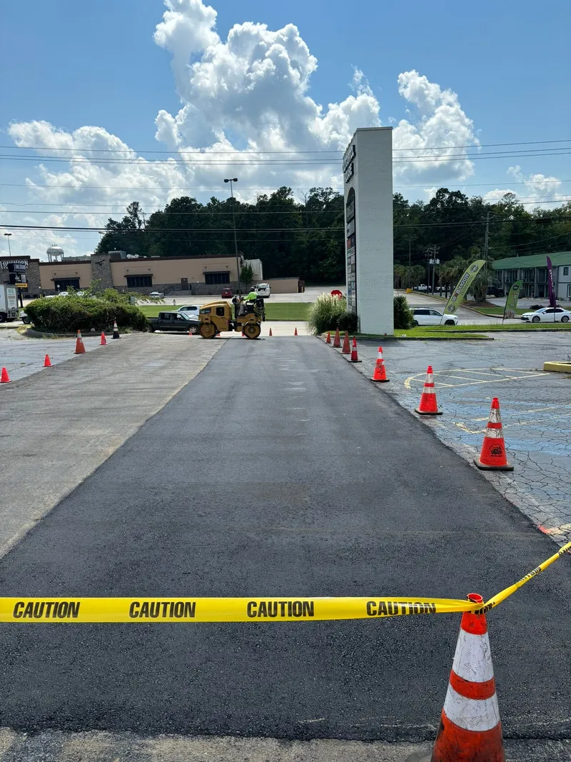 Completed asphalt repair by a paving contractor in Atlanta GA